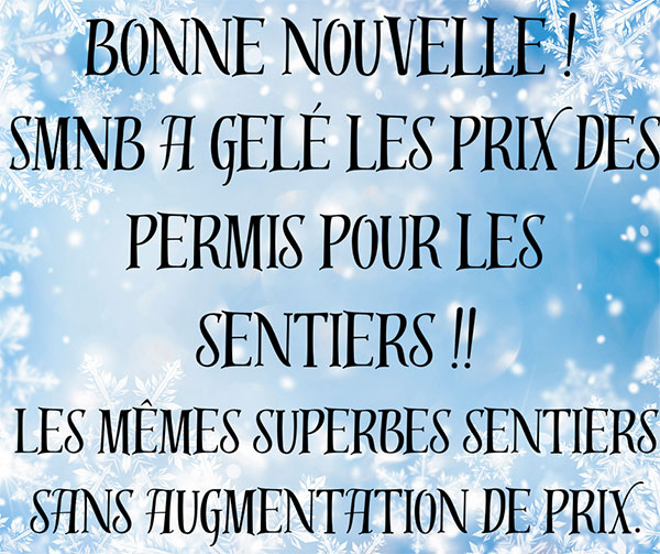 Lire la suite à propos de l’article Permis pour les sentiers gelés du SMNB – Prix
